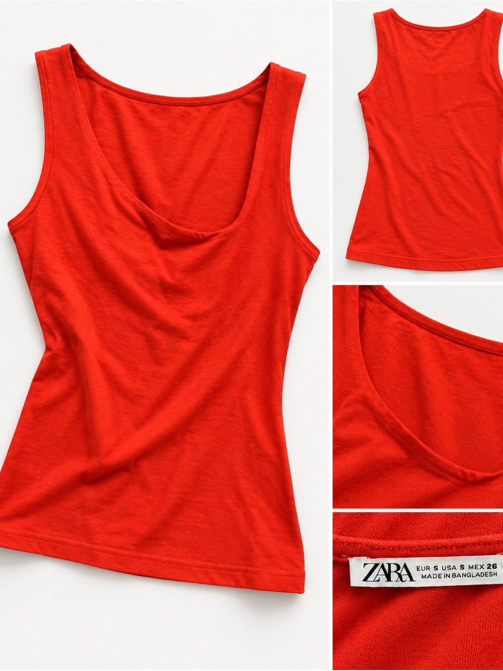Zara Red Scoop Neck Tank Top S